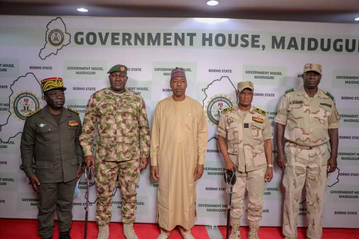 Zulum receives Cameroonian 4th region military commander.
