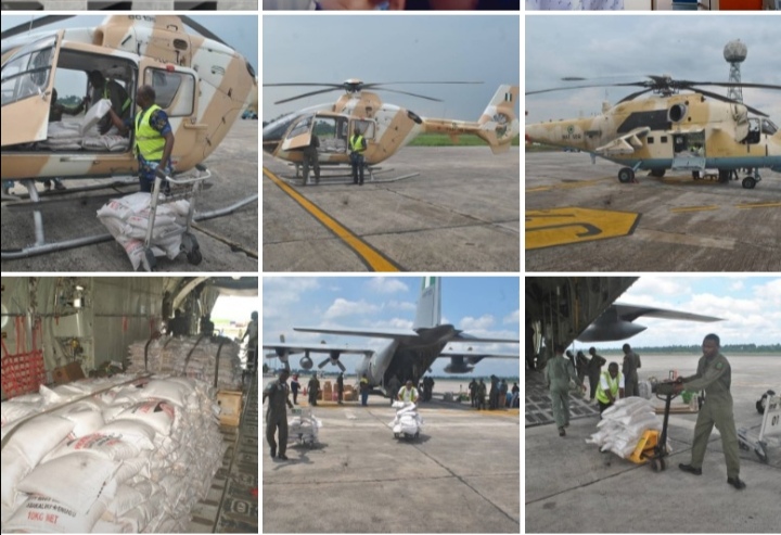 AID TO CIVIL AUTHOURITY: NAF AIRLIFTS RELIEF MATERIALS TO FLOODED COMMUNITIES IN BAYELSA STATE.